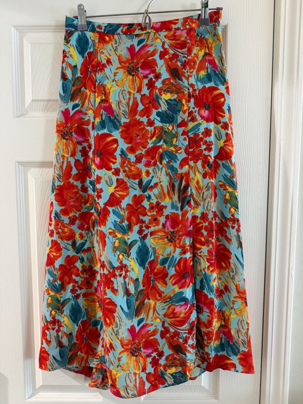 Philosophy Floral A-Line Skirt in Turquoise and Red